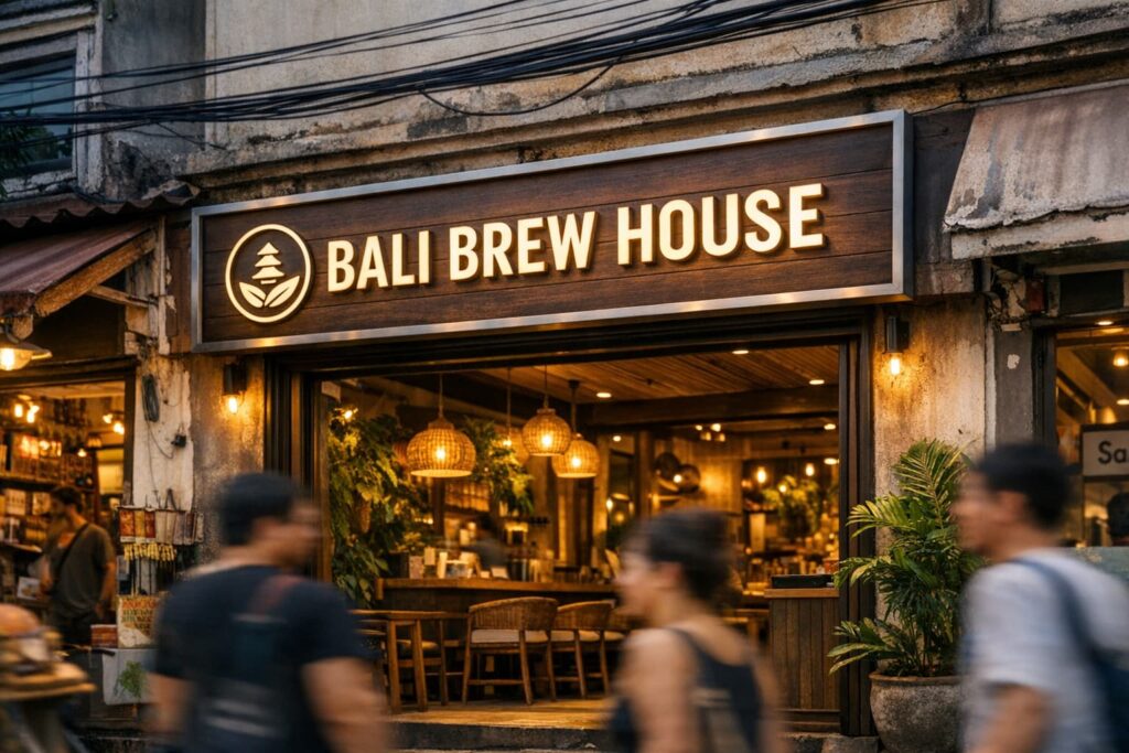 signage premium untuk kafe di Bali