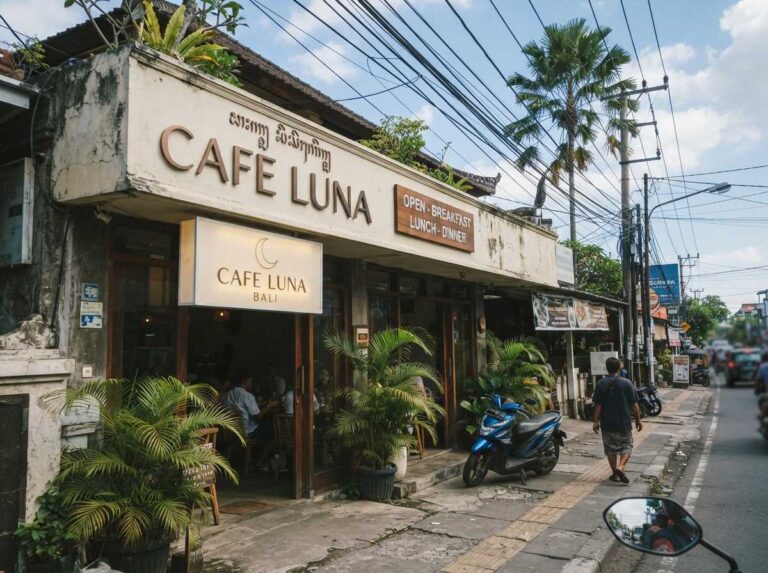 Penerapan jenis jenis reklame komersial berupa papan nama akrilik dan neon box berizin resmi pada toko modern di Bali.
